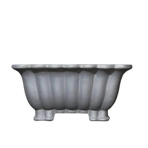 Square purple sand ceramic bonsai pot with classical design for desktop plant display