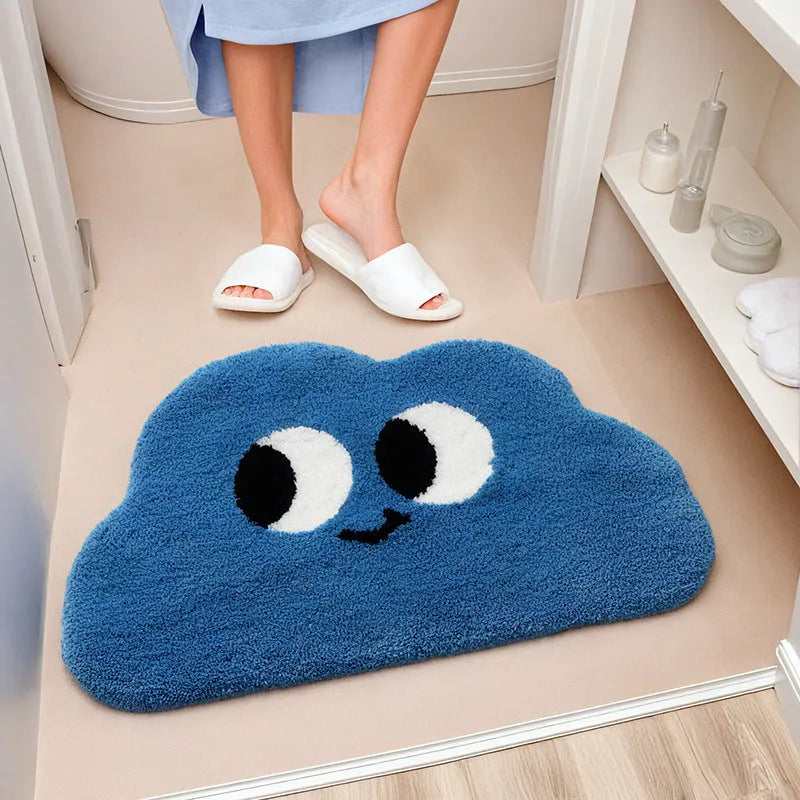 Big Eye Clouds cartoon pattern bathroom mat in cashmere-like polyester fibre