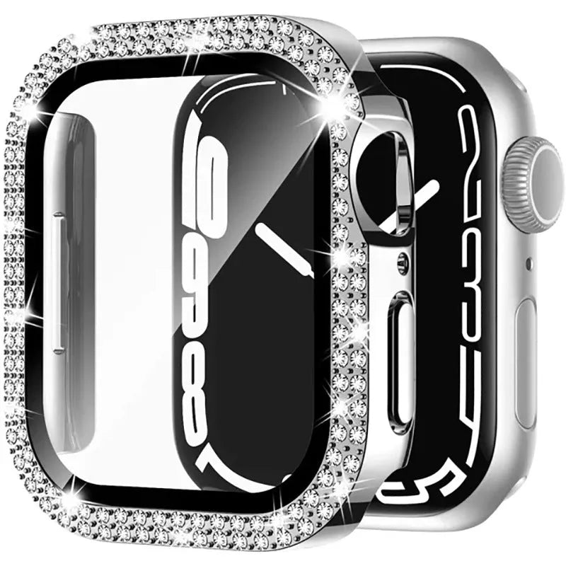 Apple Watch protective case with full frame and tempered glass screen in rose gold colour