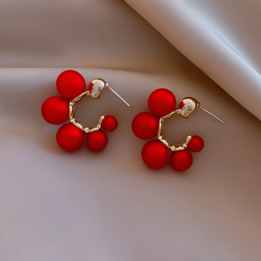 Red bell-shaped drop earrings for women with alloy construction