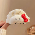 Plush bowknot dumpling grip hair barrette for women with bow detail