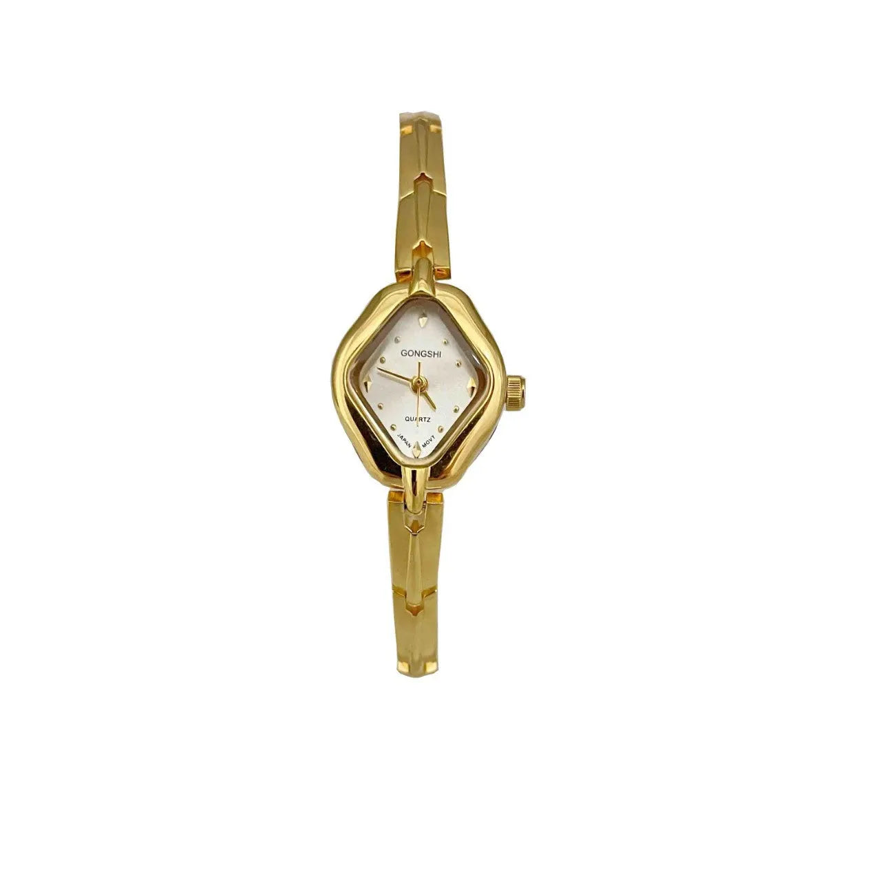 Gold or silver women's waterproof bracelet watch with 18mm dial and mineral glass mirror