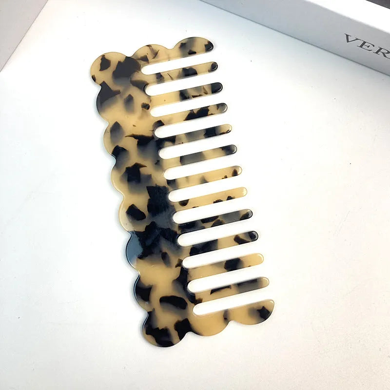 Acetate geometric wave hairdressing comb in multiple colour options for women's hairstyling