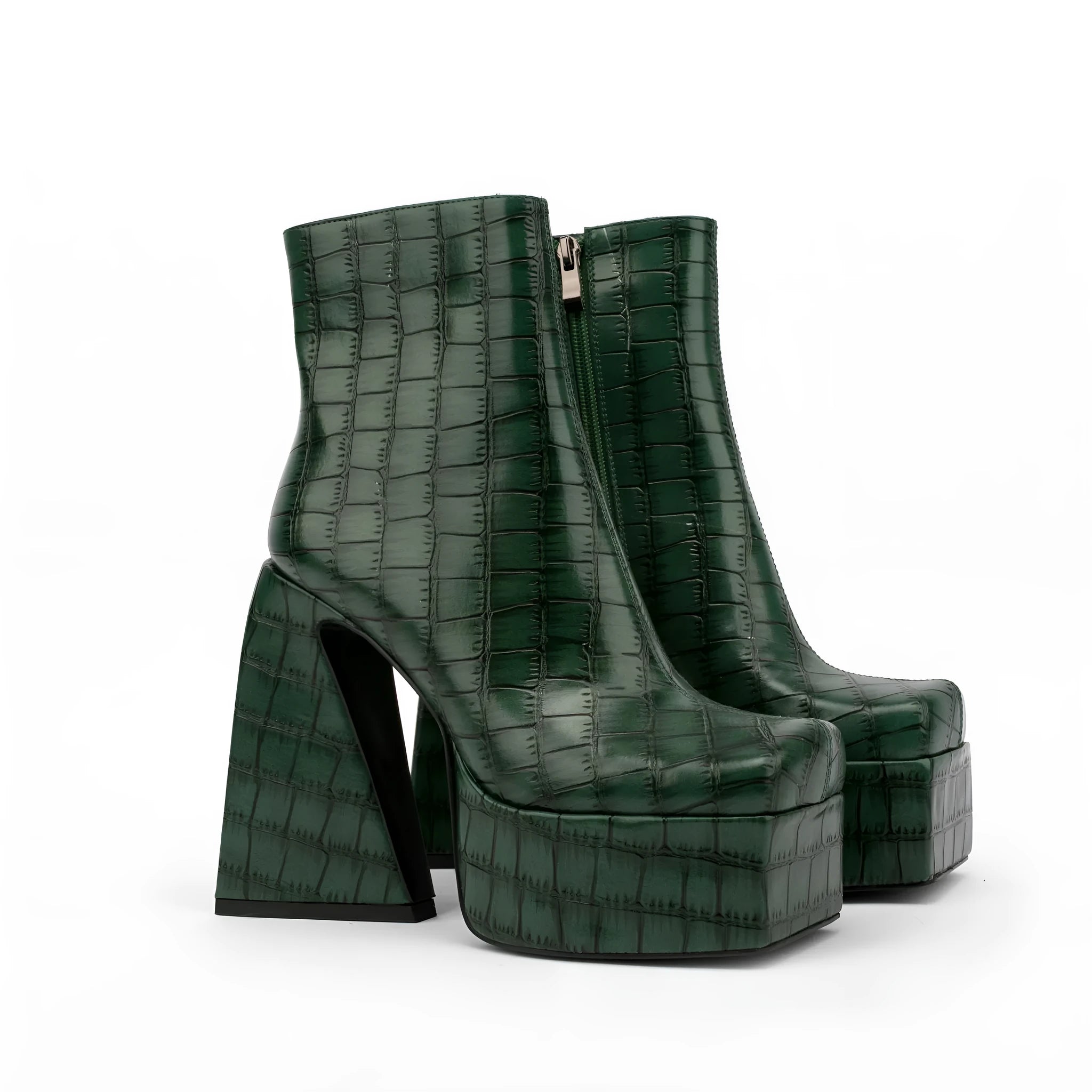 Women's ankle boots with a high heel in artificial PU leather, shown in beige colour.