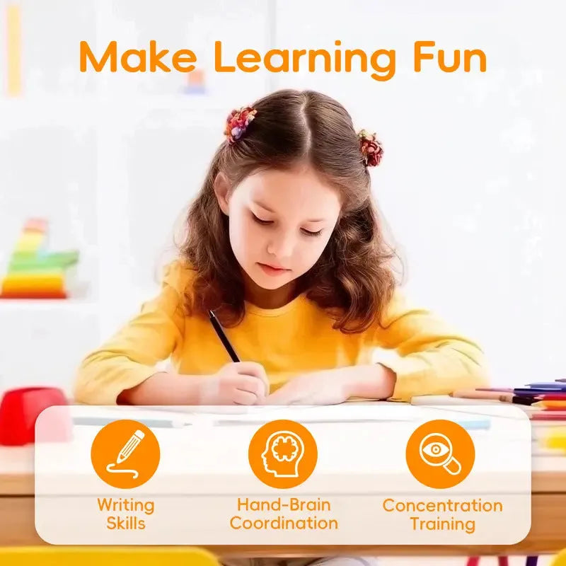 Children's word practice painting manual writing brace with wipe-clean surface