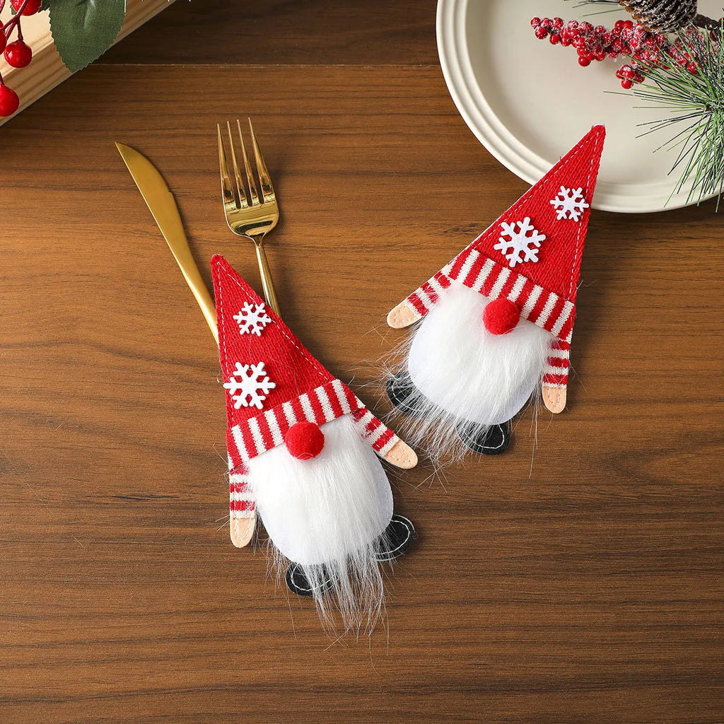 Christmas felt knife and fork cover in antlers design, 17.5 x 10 cm cloth tableware decoration