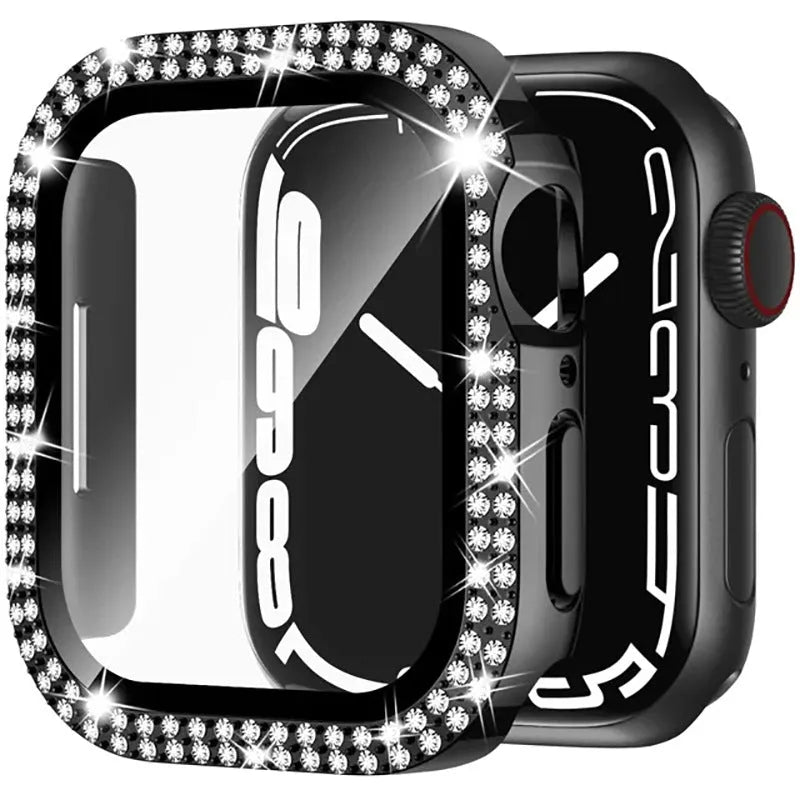 Apple Watch protective case with full frame and tempered glass screen in rose gold colour