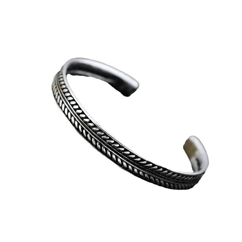 Women's Chinese retro style silver electroplated copper opening bracelet with fish charm