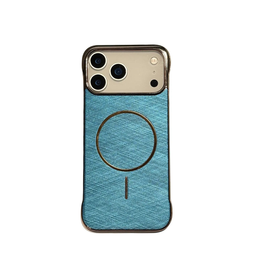 Electroplating frameless magnetic phone case for iPhone 17 in various colours showing half-pack design.