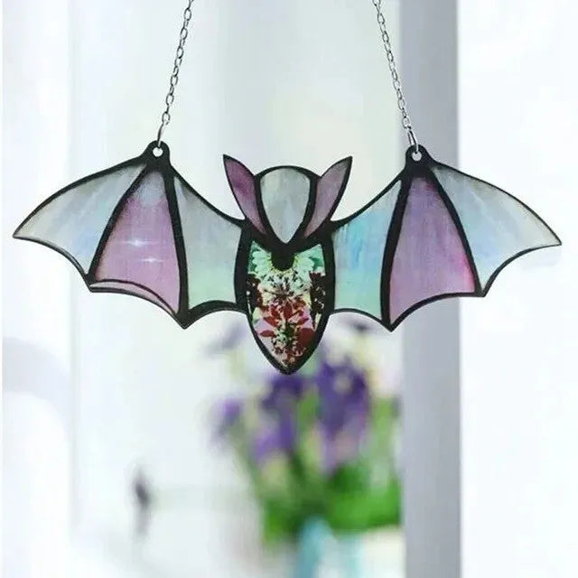 Acrylic bat window wall pendant, printed modern art design, 12x6.5x0.4cm and 20x8x0.4cm sizes