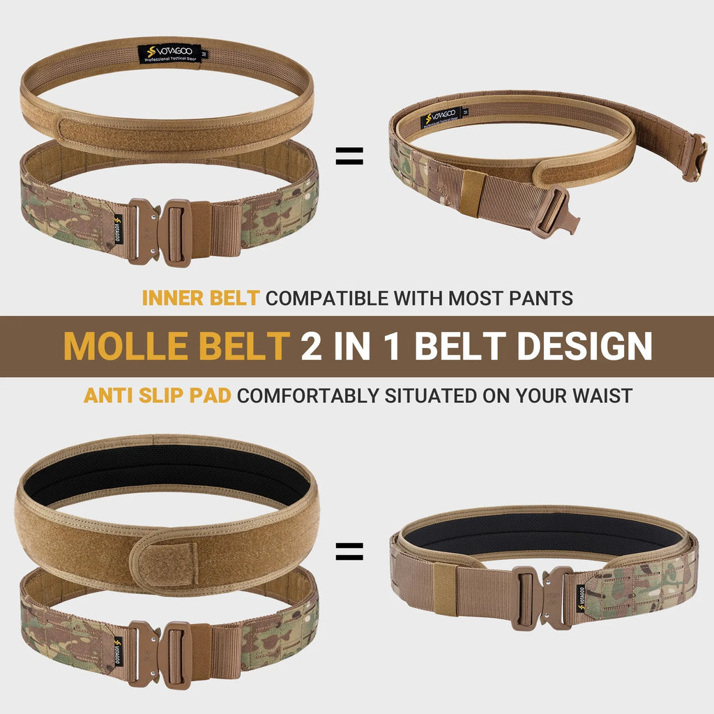 VOTAGOO 2-inch wide quick release tactical belt in nylon with automatic alloy buckle.