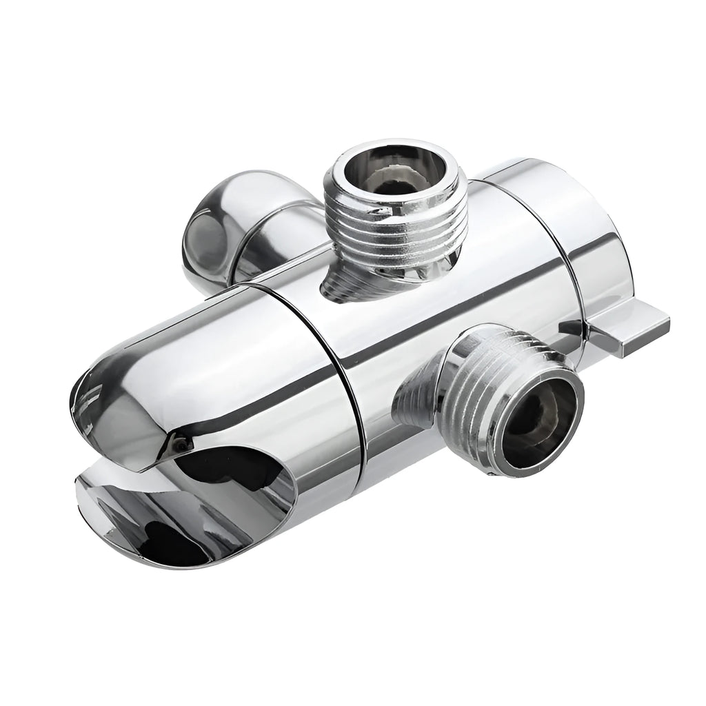 Copper shower water distributor with optional plastic or copper ball joint for multi-head installations.