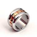 Gold titanium steel knuckle ring with ultra-wide rotatable band design