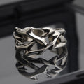 Copper geometric thorn flower ring with adjustable opening in colour J2150 thorns