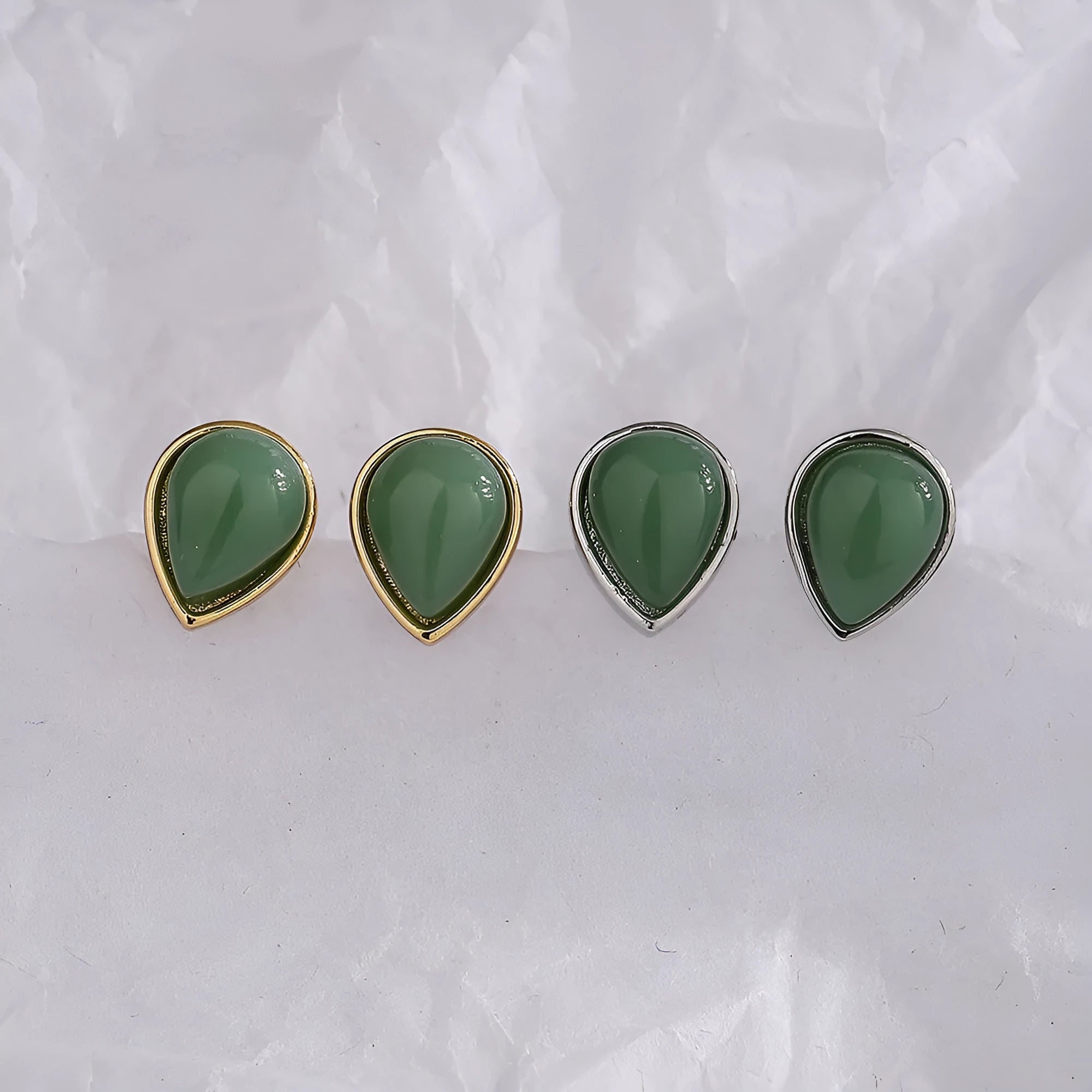 New Chinese style water drop ear studs in white gold colour on copper base for women