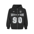 Women's loose-fit hooded jacket with retro letter embroidery in apricot colour.