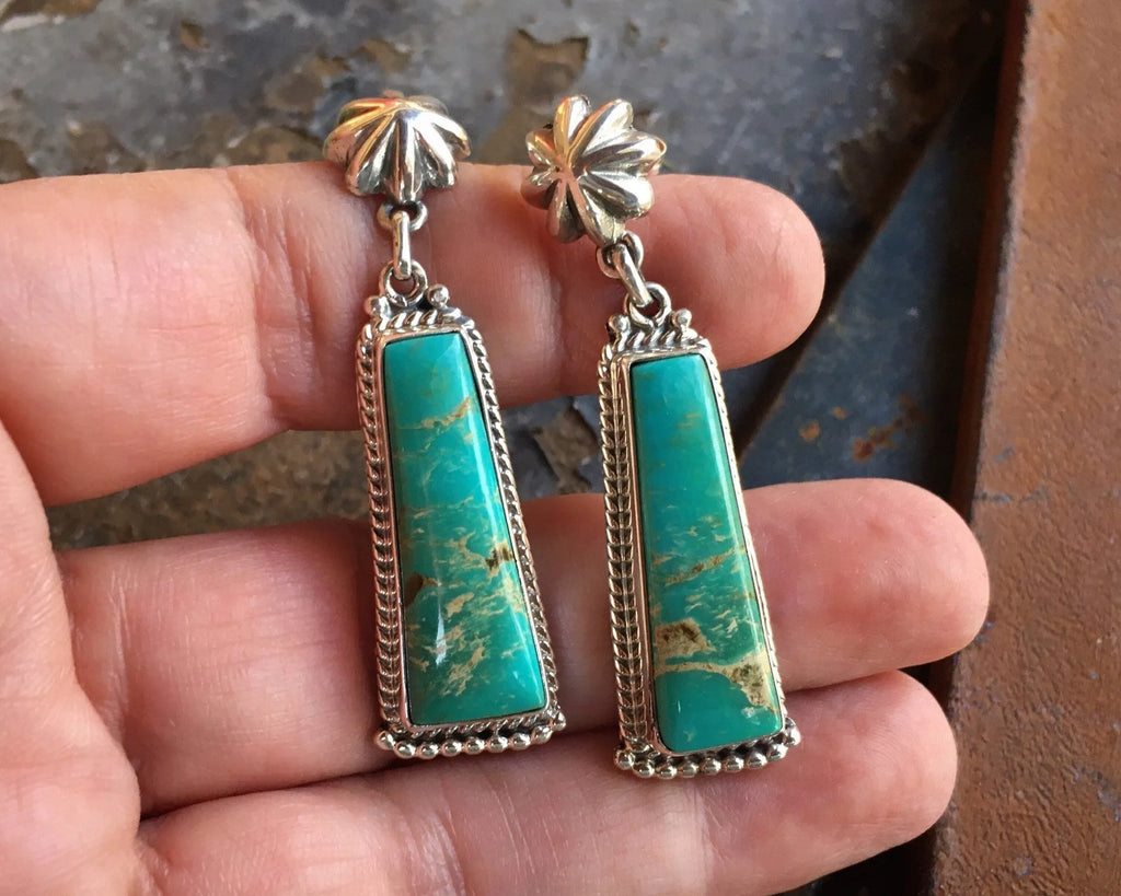 Bohemian retro creative earrings for women in green, alloy with electroplated finish, drop style