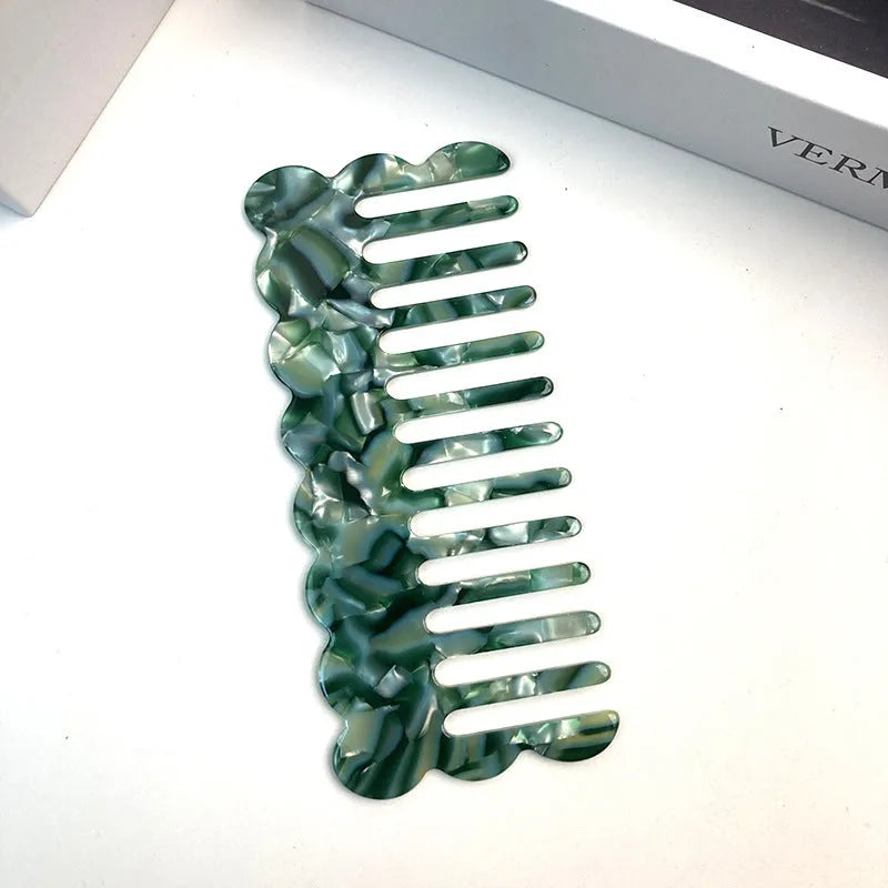 Acetate geometric wave hairdressing comb in multiple colour options for women's hairstyling