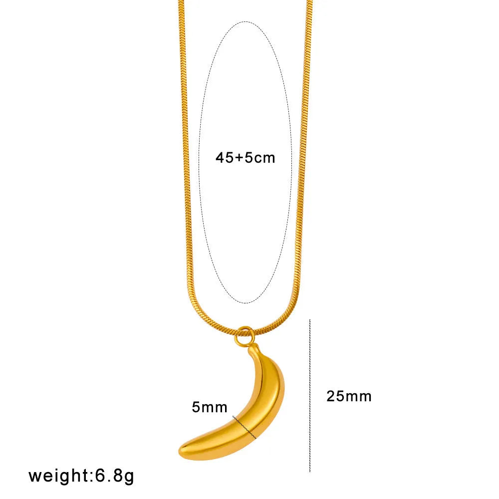 Stainless steel necklace with a choice of apple, grape, watermelon, banana, pineapple or strawberry fruit pendant.