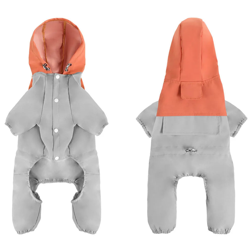 British style khaki polyester waterproof and dustproof shell jacket for a small dog.