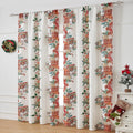 American-style rectangular polyester curtain with Christmas printed designs in red and blue colour options