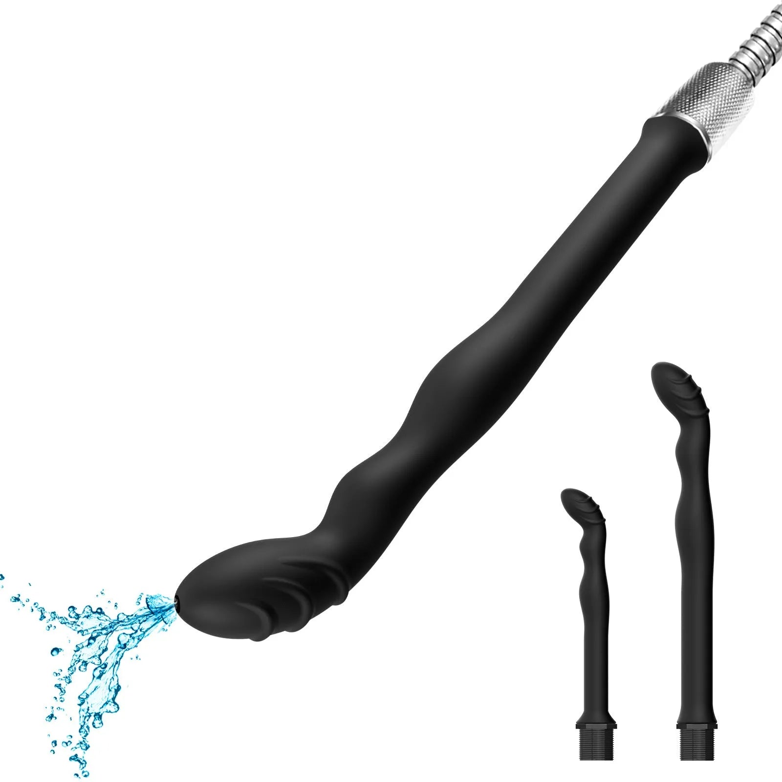 Black silicone hosepipe flusher enema for cleaning and irrigation