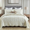 Pure cotton European-style embroidered bed cover set with two pillowcases on a 1.8m bed.