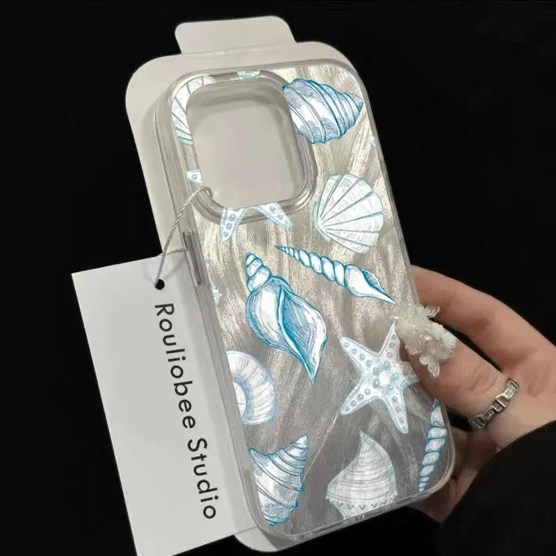 Hard PC starfish turtle phone case for Apple iPhone models showing colourful print and slim fit