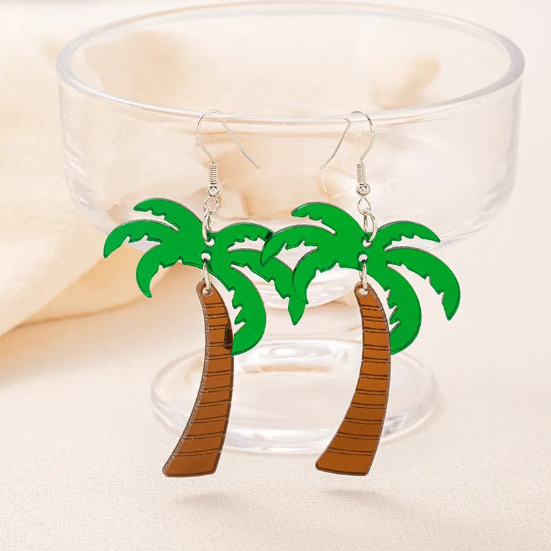 Jackfruit-shaped dangle earrings in acrylic and alloy, shown in one of five colour styles.