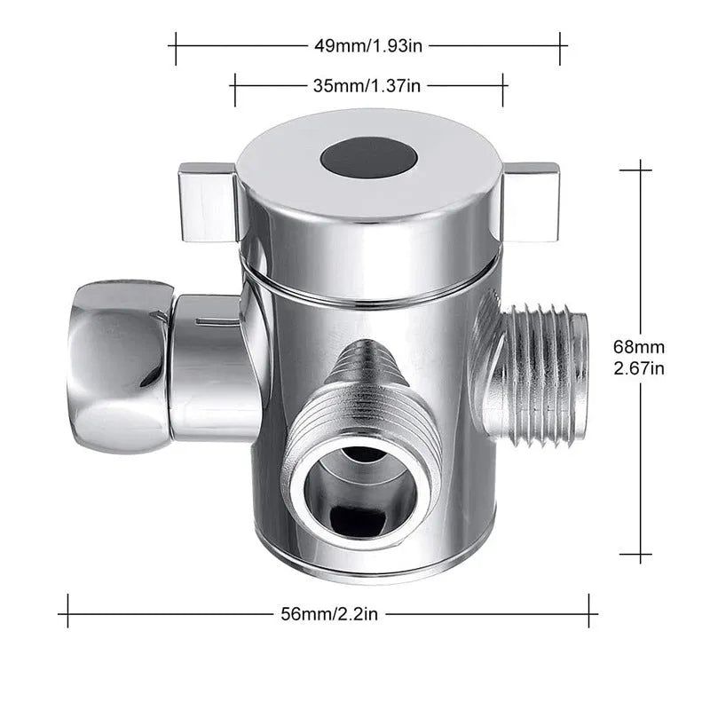 Copper shower water distributor with optional plastic or copper ball joint for multi-head installations.