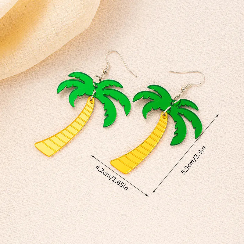 Jackfruit-shaped dangle earrings in acrylic and alloy, shown in one of five colour styles.