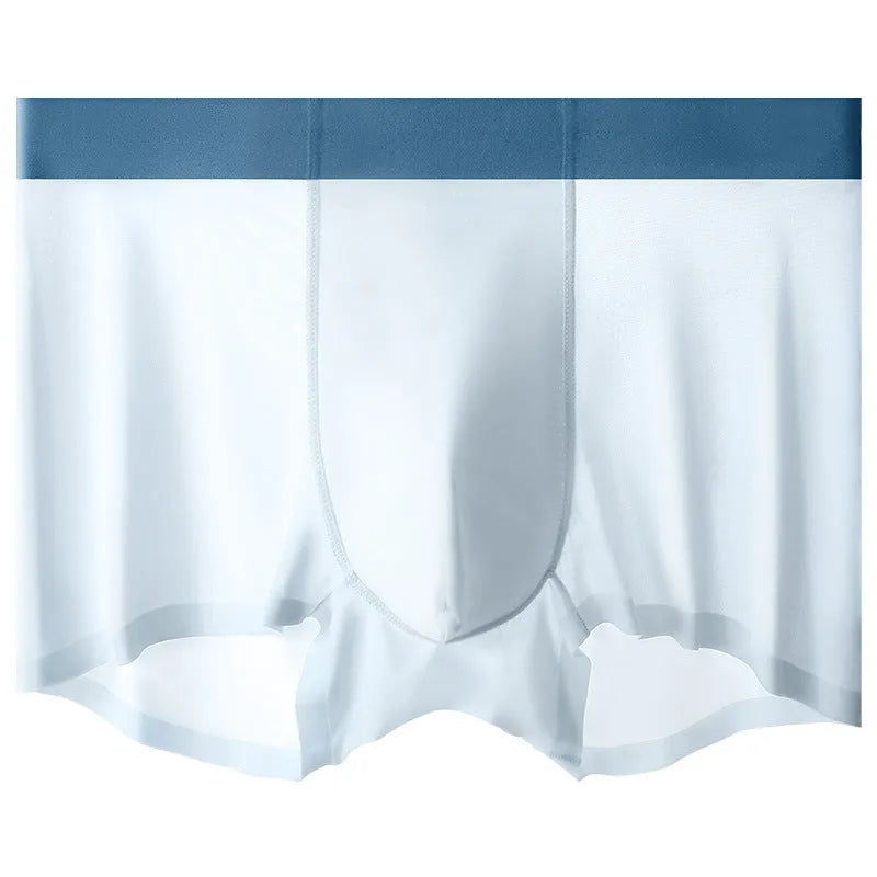 Men's ice silk antibacterial shorts in bean green with seamless construction and mid waist design