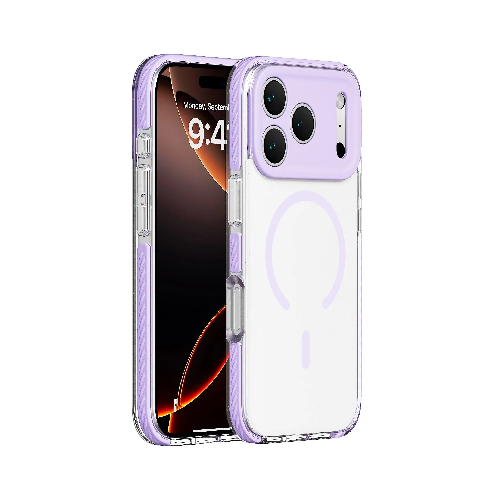 Clear magnetic protective iPhone case shown in Sweet Blue colour on an iPhone.