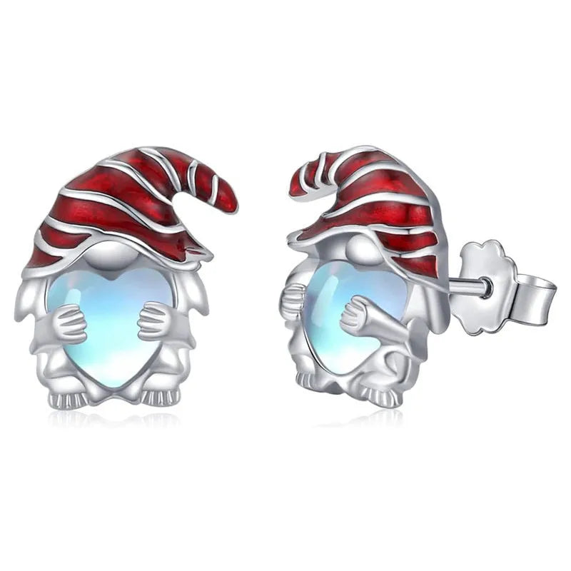Women's Santa Claus heart-shaped earrings in E4320 white gold colour on copper material