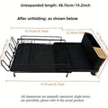 Retractable carbon steel kitchen dish drain rack holding cutlery and cups in a modern simple style.