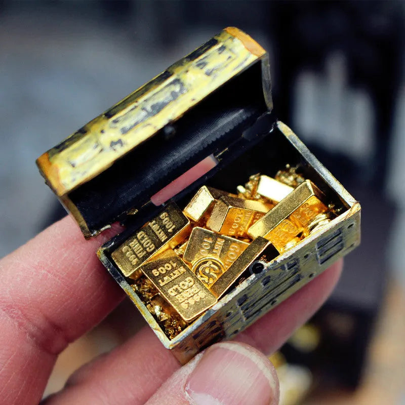 Alloy gold coin treasure box doll house miniature ornament for teenagers