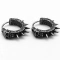 Alloy geometric motorcycle earrings with punk styling and retro black finish