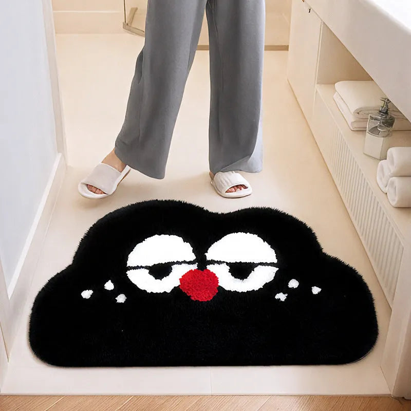 Big Eye Clouds cartoon pattern bathroom mat in cashmere-like polyester fibre