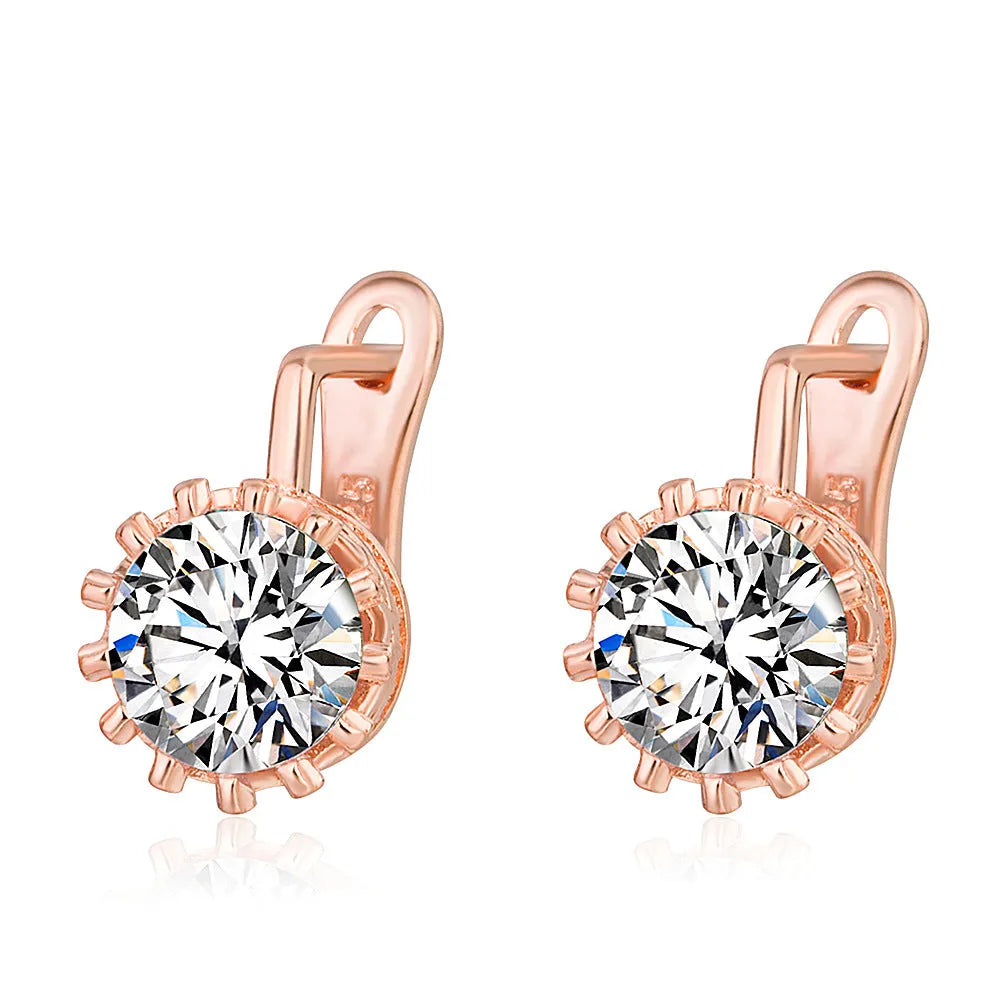 Korean-style retro crown shaped ear clips in copper with rose gold or white gold colour finish.