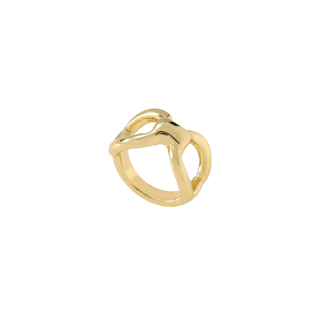 Titanium steel women's ring with butterfly hollow design in gold or steel colour with bow shape