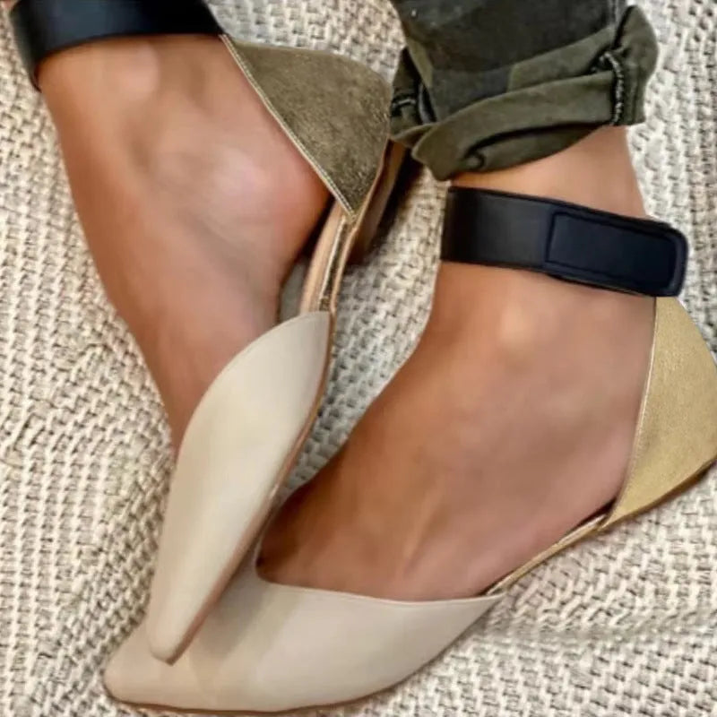 Women's fashion sandals with hollowed pattern, Velcro closure, and flat heel in choice of colours