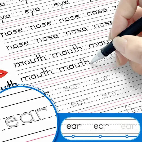 Children's word practice painting manual writing brace with wipe-clean surface