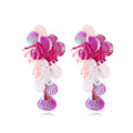 Handmade colourful string bead flower earrings with exaggerated dopamine style and European-American aesthetic
