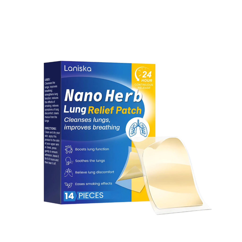 Box of Lung Care Soothing Plaster Patches containing 14 pieces with herbal extracts