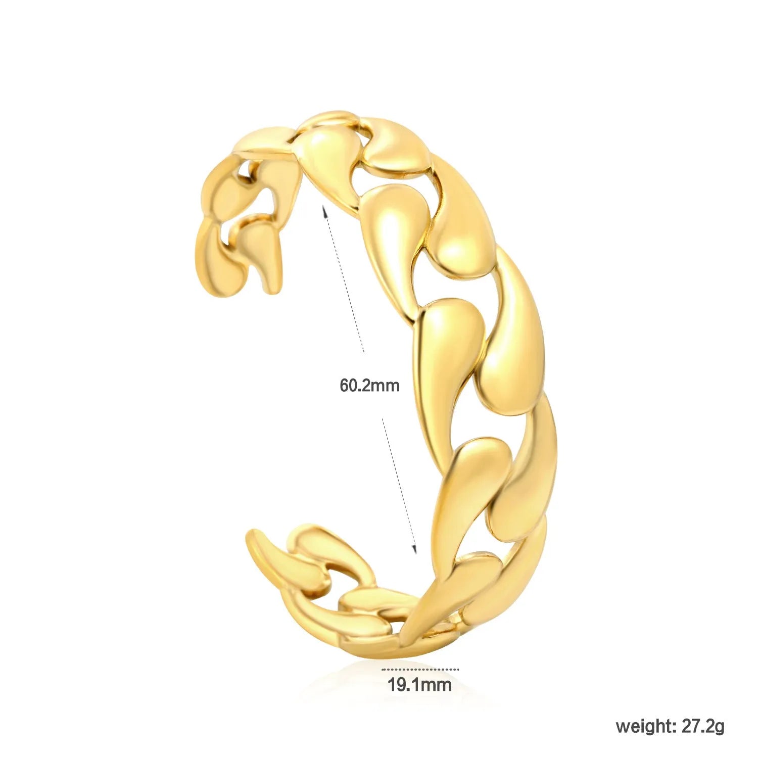Stainless steel alloy bracelet in gold or silver tone for European American trend styling.