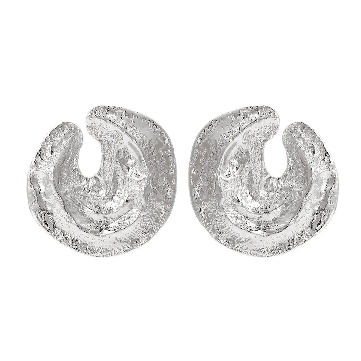 Exaggerated geometric women's earrings with pleated texture in gold colour