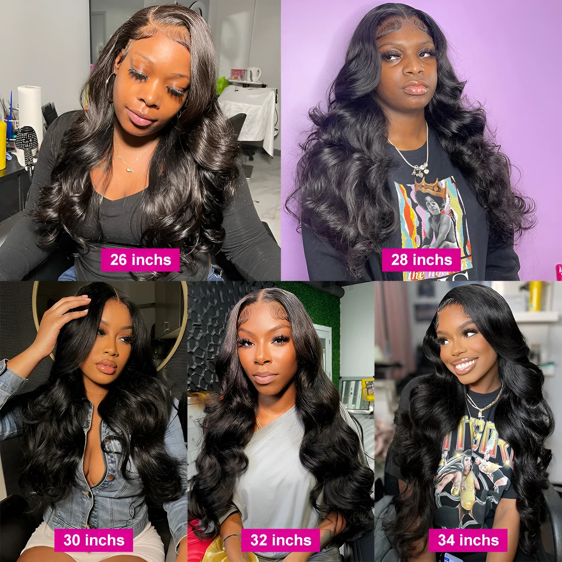 Black long curly synthetic wig with side bangs and a front lace design.