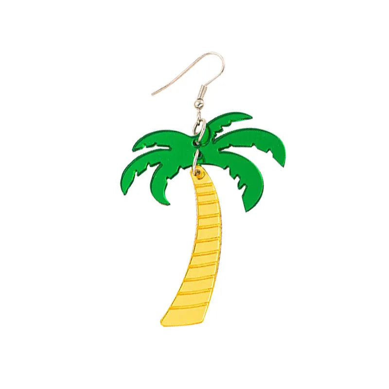 Jackfruit-shaped dangle earrings in acrylic and alloy, shown in one of five colour styles.