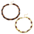 Women's layered wooden necklace and matching bracelet set in European exaggerated style