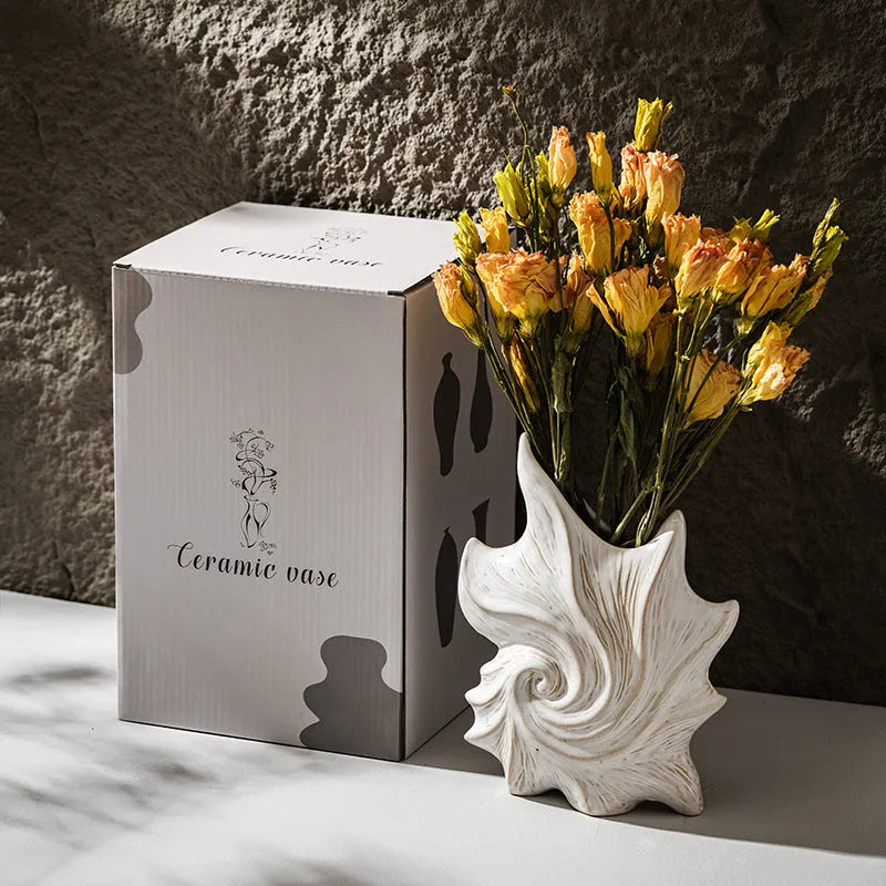 French art ceramic vase with coloured glaze in a retro European creative style